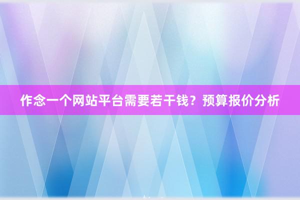 作念一个网站平台需要若干钱？预算报价分析